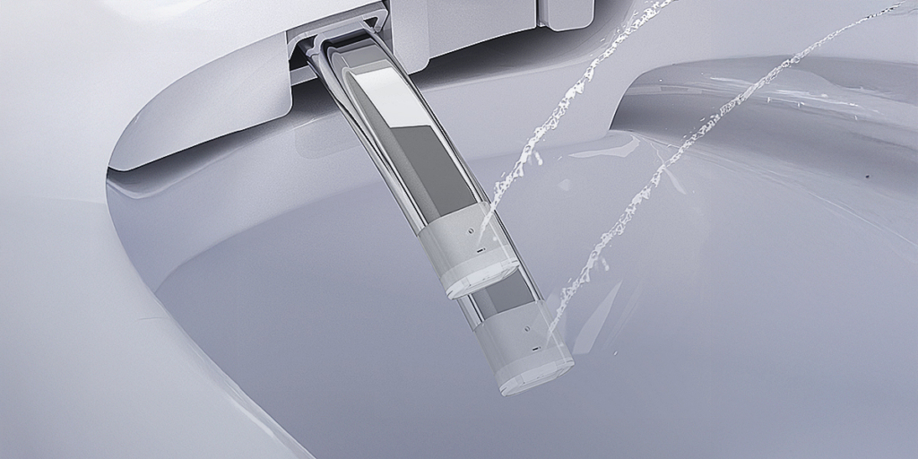 Buse de lavage double jet dans cuvette
